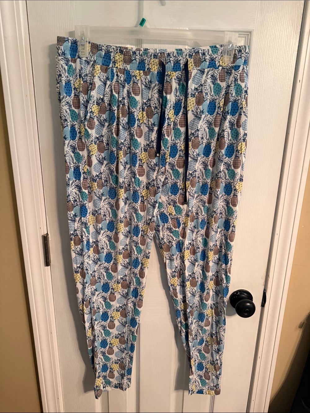 Women’s Cardani Bamboo Pineapple-Print Lounge Pants - Blue/yellow/brown Size XXL